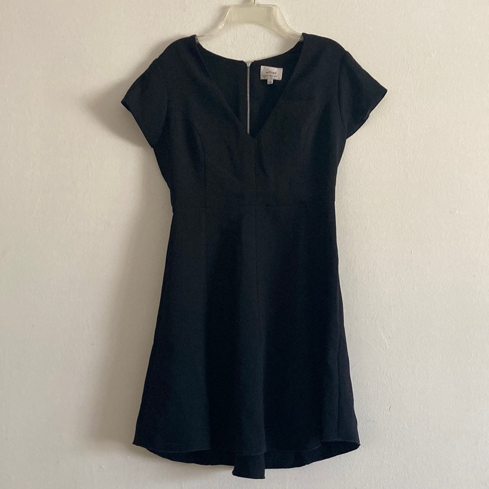 Wilfred Foucault Cap Sleeve V-neck Fit and Flare Dress LBD